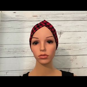 Red and black checkered twisted headband